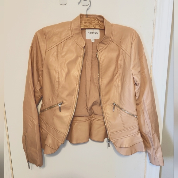 Guess Jackets & Blazers - Guess pink/nude leather jacket